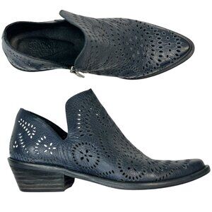 Anthropologie Veracruz Machika Booties Boho Blue Leather 37 US 7
